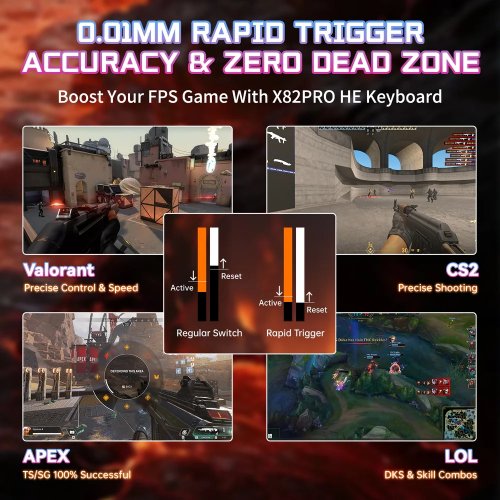 Клавіатура Attack Shark X82 Pro RGB HE Magnetic Switch Wireless (AS-6972792470696-BCL) Black Contour Line купити в Україні: Київ, Львів, Хмельницький, Тернопіль | Низька ціна, відгуки, характеристики від TELEMART фото