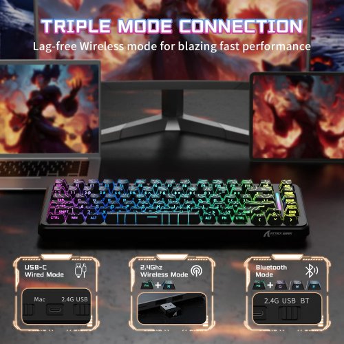 Клавіатура Attack Shark X82 Pro RGB HE Magnetic Switch Wireless (AS-6972792470696-BCL) Black Contour Line купити в Україні: Київ, Львів, Хмельницький, Тернопіль | Низька ціна, відгуки, характеристики від TELEMART фото