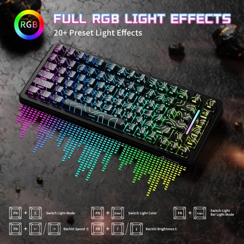 Клавіатура Attack Shark X82 Pro RGB HE Magnetic Switch Wireless (AS-6972792470696-BCL) Black Contour Line купити в Україні: Київ, Львів, Хмельницький, Тернопіль | Низька ціна, відгуки, характеристики від TELEMART фото