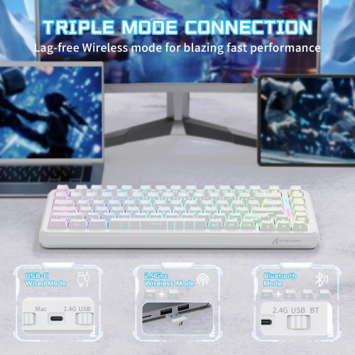 Клавіатура Attack Shark X82 Pro RGB HE Magnetic Switch Wireless (AS-6972792470702-WCL) White Contour Line купити в Україні: Київ, Львів, Хмельницький, Тернопіль | Низька ціна, відгуки, характеристики від TELEMART фото