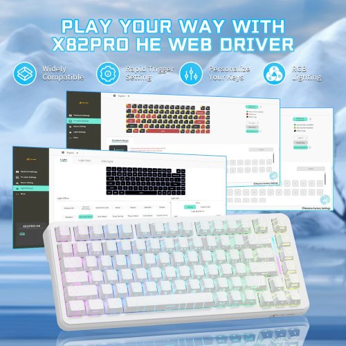Клавіатура Attack Shark X82 Pro RGB HE Magnetic Switch Wireless (AS-6972792470702-WCL) White Contour Line купити в Україні: Київ, Львів, Хмельницький, Тернопіль | Низька ціна, відгуки, характеристики від TELEMART фото