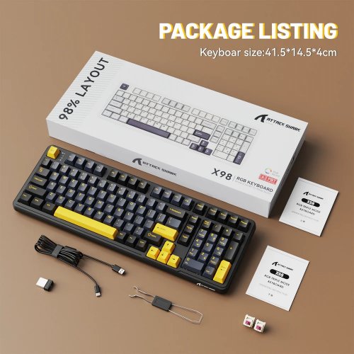 Клавиатура Attack Shark X98 RGB Linear Strawberry Switch Wireless (AS-6972792471976-SB-UA) Starry Black купить в Украине: Киев, Днепр, Харьков, Одесса  | Низкая цена, отзывы, характеристики от TELEMART фото