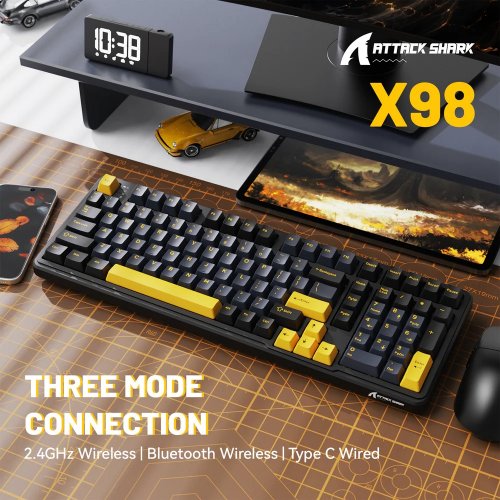 Клавиатура Attack Shark X98 RGB Linear Strawberry Switch Wireless (AS-6972792471976-SB-UA) Starry Black купить в Украине: Киев, Днепр, Харьков, Одесса  | Низкая цена, отзывы, характеристики от TELEMART фото