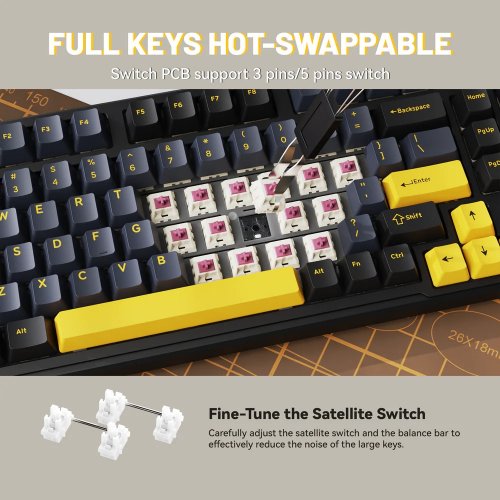 Клавиатура Attack Shark X98 RGB Linear Strawberry Switch Wireless (AS-6972792471976-SB-UA) Starry Black купить в Украине: Киев, Днепр, Харьков, Одесса  | Низкая цена, отзывы, характеристики от TELEMART фото