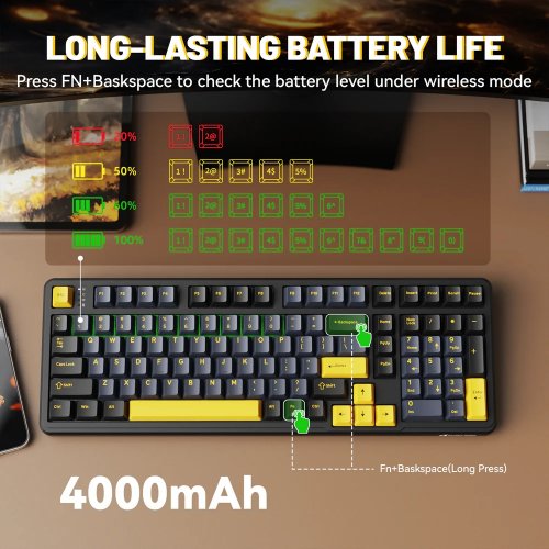 Клавиатура Attack Shark X98 RGB Linear Strawberry Switch Wireless (AS-6972792471976-SB-UA) Starry Black купить в Украине: Киев, Днепр, Харьков, Одесса  | Низкая цена, отзывы, характеристики от TELEMART фото