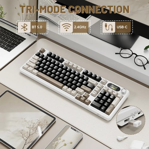 Клавиатура Attack Shark X98 Pro RGB Linear Blueberry Switch Wireless (AS-6972792470559-CW-UA) Cheese White купить в Украине: Киев, Днепр, Харьков, Одесса  | Низкая цена, отзывы, характеристики от TELEMART фото