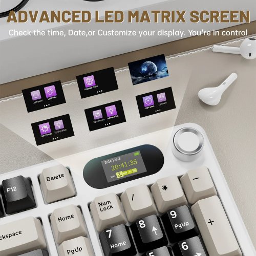 Клавиатура Attack Shark X98 Pro RGB Linear Blueberry Switch Wireless (AS-6972792470559-CW-UA) Cheese White купить в Украине: Киев, Днепр, Харьков, Одесса  | Низкая цена, отзывы, характеристики от TELEMART фото
