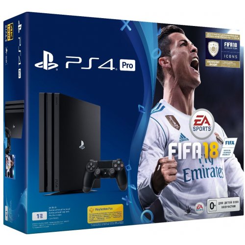 Sony PlayStation 4 Pro (PS4 Pro) 1Tb (FIFA 18/ PS+14Day) Black (Восстановлено продавцом, 805770) купить в Украине: Киев, Днепр, Харьков, Одесса  | Низкая цена, отзывы, характеристики от TELEMART фото