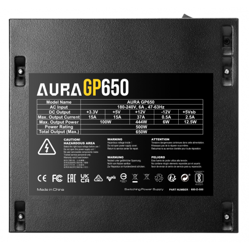 Блок живлення Gamdias AURA GP650 650W (4711514500363) купити в Україні: Київ, Львів, Хмельницький, Тернопіль | Перевірка сумісності, низька ціна, відгуки, характеристики від TELEMART фото