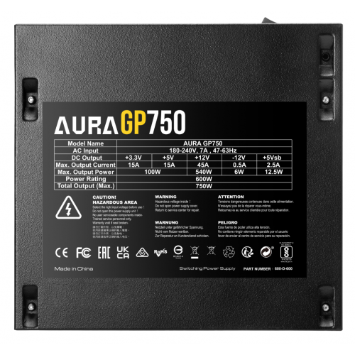 Блок живлення Gamdias AURA GP750 750W (4711514500820) купити в Україні: Київ, Львів, Хмельницький, Тернопіль | Перевірка сумісності, низька ціна, відгуки, характеристики від TELEMART фото