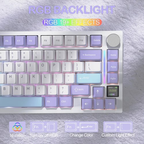 Клавиатура Attack Shark X820 Ultra RGB Linear Gift Switch Wireless (AS-6972792471273-L-UA) Lavender купить в Украине: Киев, Днепр, Харьков, Одесса  | Низкая цена, отзывы, характеристики от TELEMART фото