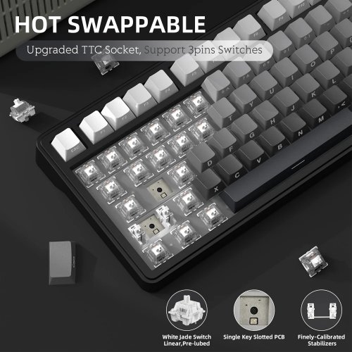 Клавіатура Attack Shark X85 RGB Linear White Jade Switch Wireless (AS-6972792470320-GG) Gradient Grey купити в Україні: Київ, Львів, Хмельницький, Тернопіль | Низька ціна, відгуки, характеристики від TELEMART фото