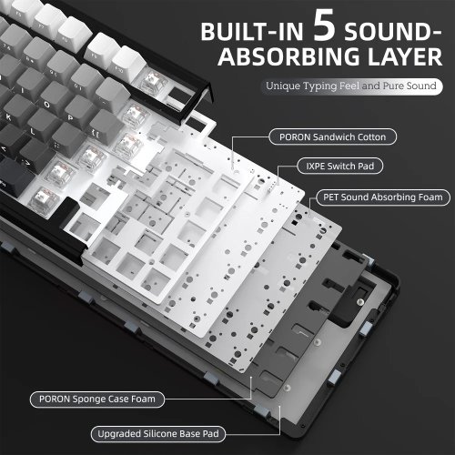 Клавіатура Attack Shark X85 RGB Linear White Jade Switch Wireless (AS-6972792470320-GG) Gradient Grey купити в Україні: Київ, Львів, Хмельницький, Тернопіль | Низька ціна, відгуки, характеристики від TELEMART фото
