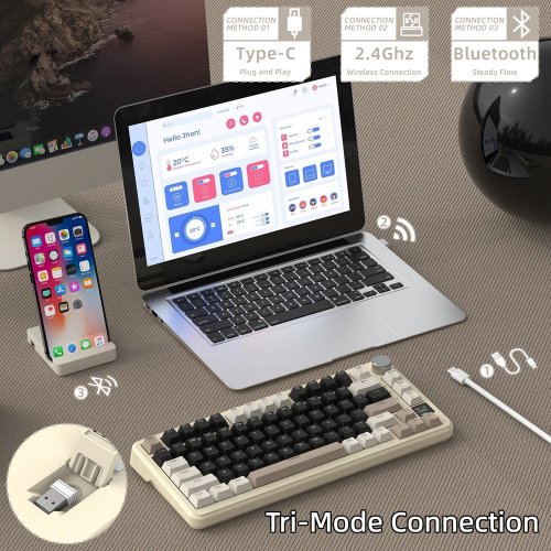 Клавіатура Attack Shark X85 Pro RGB Linear Blueberry Switch Wireless (AS-6972792470368-CW) Cheese White купити в Україні: Київ, Львів, Хмельницький, Тернопіль | Низька ціна, відгуки, характеристики від TELEMART фото