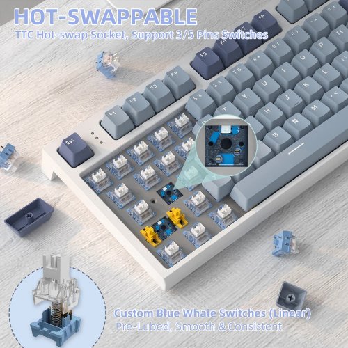 Клавіатура Attack Shark K86 RGB Linear Blue Whale Switches Wireless (AS-6972792471198-LB-UA) Lavener Blue купити в Україні: Київ, Львів, Хмельницький, Тернопіль | Низька ціна, відгуки, характеристики від TELEMART фото