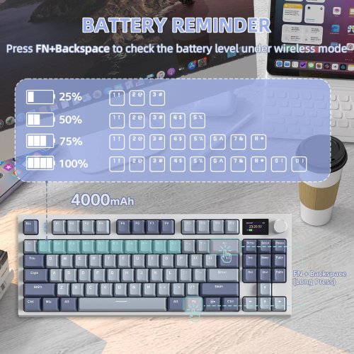Клавіатура Attack Shark K86 RGB Linear Blue Whale Switches Wireless (AS-6972792471198-LB-UA) Lavener Blue купити в Україні: Київ, Львів, Хмельницький, Тернопіль | Низька ціна, відгуки, характеристики від TELEMART фото