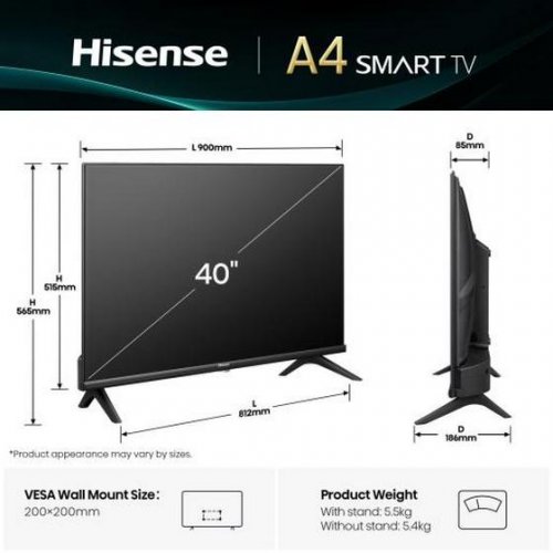 Телевізор Hisense 40" 40A4Q Black купити в Україні: Київ, Львів, Хмельницький, Тернопіль | Низька ціна, відгуки, характеристики від TELEMART фото