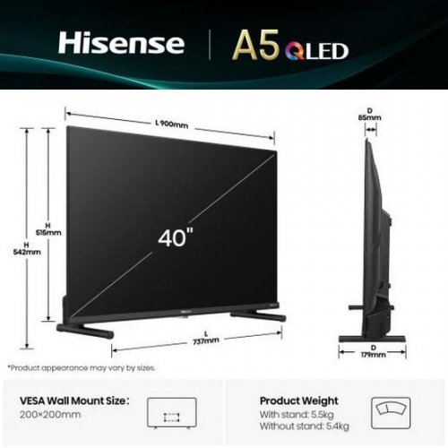 Телевізор Hisense 40" 40A5Q Black купити в Україні: Київ, Львів, Хмельницький, Тернопіль | Низька ціна, відгуки, характеристики від TELEMART фото