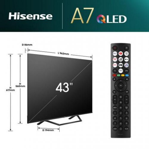 Телевізор Hisense 43" 43A7NQ Black купити в Україні: Київ, Львів, Хмельницький, Тернопіль | Низька ціна, відгуки, характеристики від TELEMART фото