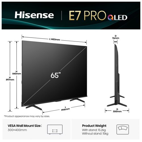 Телевизор Hisense 65" 65E7Q PRO Black купить в Украине: Киев, Днепр, Харьков, Одесса  | Низкая цена, отзывы, характеристики от TELEMART фото