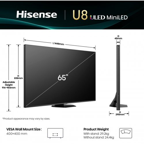 Телевизор Hisense 65" 65U8Q Black купить в Украине: Киев, Днепр, Харьков, Одесса  | Низкая цена, отзывы, характеристики от TELEMART фото