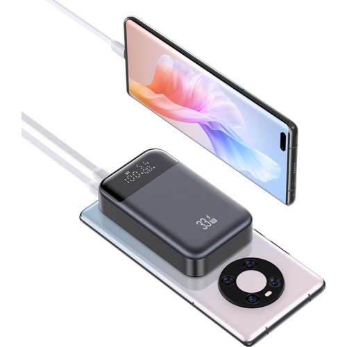 Powerbank Usams US-CD221 10000mAh 33W Dark Grey купити в Україні: Київ, Львів, Хмельницький, Тернопіль | Низька ціна, відгуки, характеристики від TELEMART фото