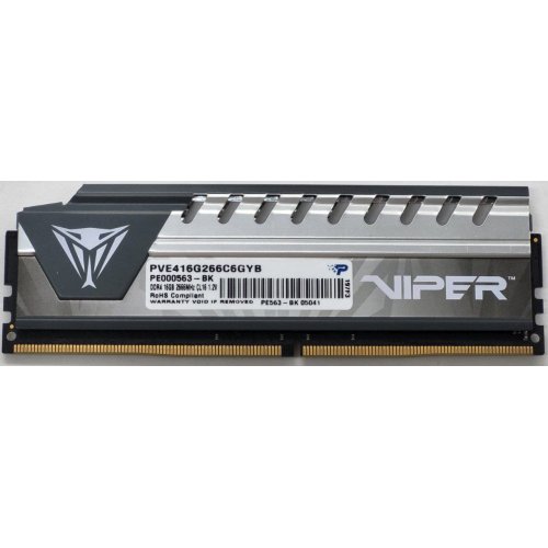 Озп Patriot DDR4 16GB 2666Mhz Viper Elite Grey (PVE416G266C6GY) (Відновлено продавцем, 806137) купити в Україні: Київ, Львів, Хмельницький, Тернопіль | Перевірка сумісності, низька ціна, відгуки, характеристики від TELEMART фото