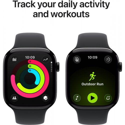 Смарт-часы Apple Watch Series 11 GPS 46mm Jet Black Aluminium Case with Black Sport Band - M/L (MEUX4RK/A) купить в Украине: Киев, Днепр, Харьков, Одесса  | Низкая цена, отзывы, характеристики от TELEMART фото