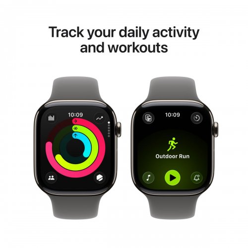Смарт-часы Apple Watch Series 11 GPS + Cellular 42mm Natural Titanium Case with Stone Grey Sport Band - M/L (MF8N4RK/A) купить в Украине: Киев, Днепр, Харьков, Одесса  | Низкая цена, отзывы, характеристики от TELEMART фото