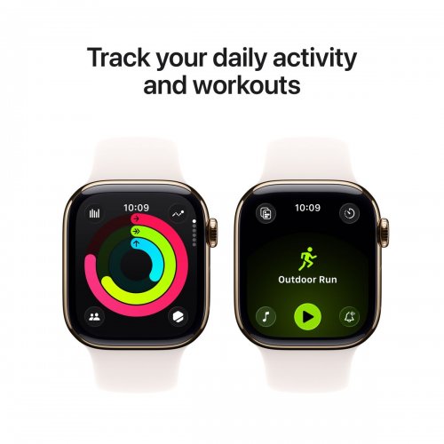 Смарт-часы Apple Watch Series 11 GPS + Cellular 42mm Gold Titanium Case with Light Blush Sport Band - M/L (MF8X4RK/A) купить в Украине: Киев, Днепр, Харьков, Одесса  | Низкая цена, отзывы, характеристики от TELEMART фото