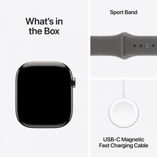 Смарт-часы Apple Watch Series 11 GPS + Cellular 46mm Natural Titanium Case with Stone Grey Sport Band - S/M (MFCW4RK/A) купить в Украине: Киев, Днепр, Харьков, Одесса  | Низкая цена, отзывы, характеристики от TELEMART фото