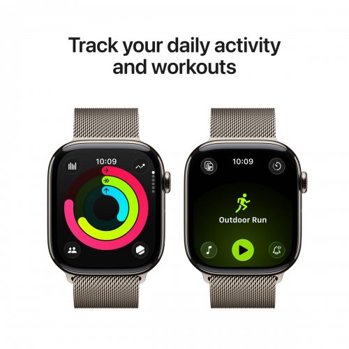 Смарт-часы Apple Watch Series 11 GPS + Cellular 46mm Natural Titanium Case with Natural Milanese Loop - M/L (MFD04RK/A) купить в Украине: Киев, Днепр, Харьков, Одесса  | Низкая цена, отзывы, характеристики от TELEMART фото