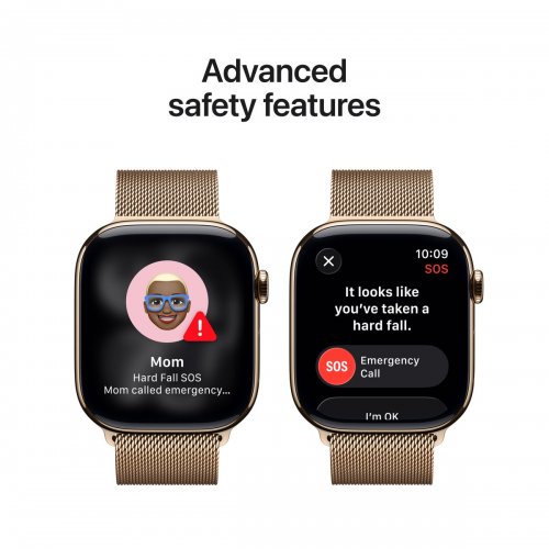 Смарт-часы Apple Watch Series 11 GPS + Cellular 46mm Gold Titanium Case with Gold Milanese Loop - M/L (MFD84RK/A) купить в Украине: Киев, Днепр, Харьков, Одесса  | Низкая цена, отзывы, характеристики от TELEMART фото