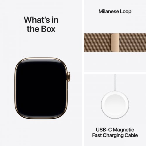 Смарт-часы Apple Watch Series 11 GPS + Cellular 46mm Gold Titanium Case with Gold Milanese Loop - M/L (MFD84RK/A) купить в Украине: Киев, Днепр, Харьков, Одесса  | Низкая цена, отзывы, характеристики от TELEMART фото