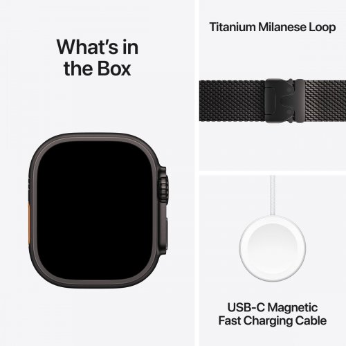 Смарт-часы Apple Watch Ultra 3 GPS + Cellular 49mm Black Titanium Case with Black Titanium Milanese Loop - Small (MF1N4QP/A) купить в Украине: Киев, Днепр, Харьков, Одесса  | Низкая цена, отзывы, характеристики от TELEMART фото