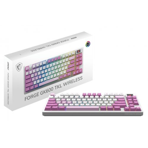 Клавиатура MSI FORGE GK600 TKL Mechanical Linear Switches Wireless Violet купить в Украине: Киев, Днепр, Харьков, Одесса  | Низкая цена, отзывы, характеристики от TELEMART фото