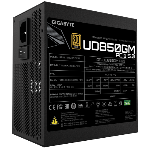 Уценка блок питания Gigabyte UD850GM PG5 850W Rev. 2.0 (GP-UD850GM PG5) (Вскрытая упаковка, 806960) купить в Украине: Киев, Днепр, Харьков, Одесса  | Проверка совместимости, низкая цена, отзывы, характеристики от TELEMART фото