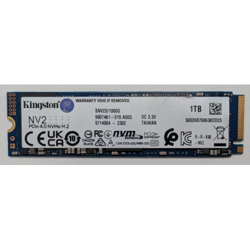 Ssd-диск Kingston NV2 3D NAND 1TB M.2 (2280 PCI-E) NVMe x4 (SNV2S/1000G) (Восстановлено продавцом, 806989) купить в Украине: Киев, Днепр, Харьков, Одесса  | Проверка совместимости, низкая цена, отзывы, характеристики от TELEMART фото