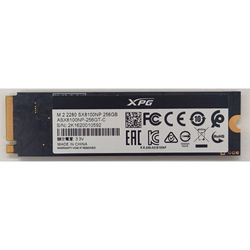 Ssd-диск ADATA XPG SX8100 3D NAND 256GB M.2 (2280 PCI-E) NVMe x4 (ASX8100NP-256GT-C) (Відновлено продавцем, 806997) купити в Україні: Київ, Львів, Хмельницький, Тернопіль | Перевірка сумісності, низька ціна, відгуки, характеристики від TELEMART фото