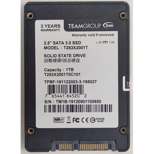 Ssd-диск Team GX2 1TB 2.5" (T253X2001T0C101) (Відновлено продавцем, 806998) купити в Україні: Київ, Львів, Хмельницький, Тернопіль | Перевірка сумісності, низька ціна, відгуки, характеристики від TELEMART фото
