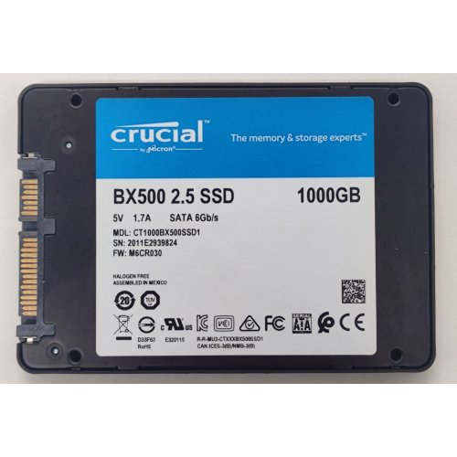 Ssd-диск Crucial BX500 3D NAND 1TB 2.5" (CT1000BX500SSD1) (Восстановлено продавцом, 807004) купить в Украине: Киев, Днепр, Харьков, Одесса  | Проверка совместимости, низкая цена, отзывы, характеристики от TELEMART фото