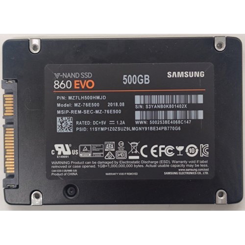 Ssd-диск Samsung 860 EVO V-NAND MLC 250GB 2.5" (MZ-76E250BW) (Восстановлено продавцом, 807017) купить в Украине: Киев, Днепр, Харьков, Одесса  | Проверка совместимости, низкая цена, отзывы, характеристики от TELEMART фото
