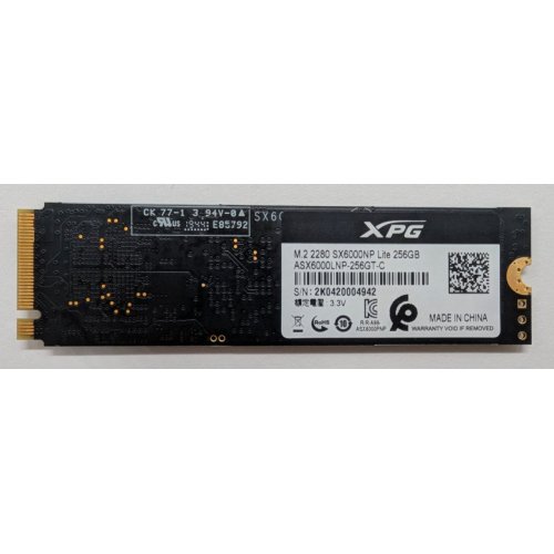 Ssd-диск ADATA XPG SX6000 Lite 3D NAND TLC 256GB M.2 (2280 PCI-E) NVMe 1.3 (ASX6000LNP-256GT-C) (Відновлено продавцем, 807019) купити в Україні: Київ, Львів, Хмельницький, Тернопіль | Перевірка сумісності, низька ціна, відгуки, характеристики від TELEMART фото