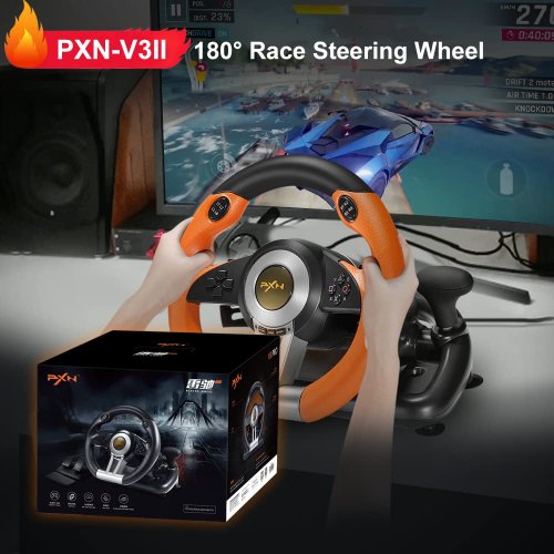 Кермо з педалями PXN V3 Pro (6948052901231-B) Black купити в Україні: Київ, Львів, Хмельницький, Тернопіль | Низька ціна, відгуки, характеристики від TELEMART фото
