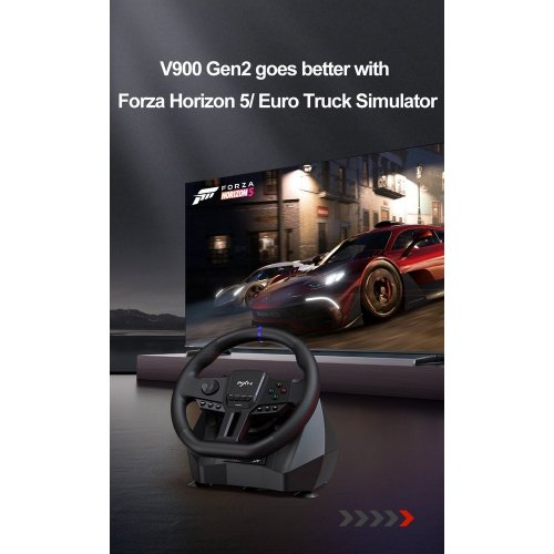 Кермо з педалями PXN V900 Gen 2 (6948052903693) Black купити в Україні: Київ, Львів, Хмельницький, Тернопіль | Низька ціна, відгуки, характеристики від TELEMART фото