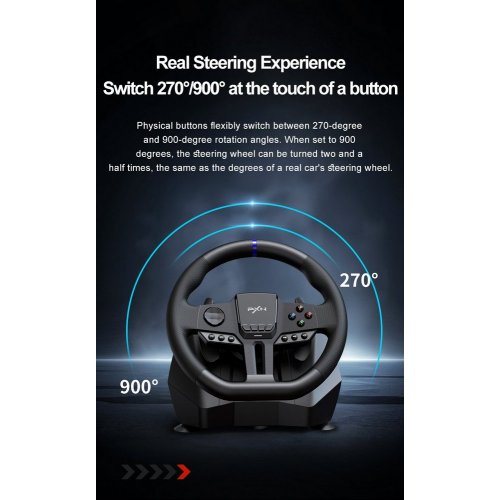 Кермо з педалями PXN V900 Gen 2 (6948052903693) Black купити в Україні: Київ, Львів, Хмельницький, Тернопіль | Низька ціна, відгуки, характеристики від TELEMART фото