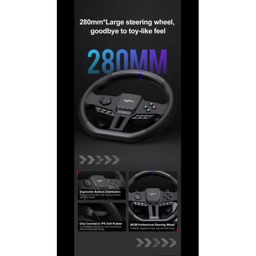 Кермо з педалями PXN V900 Gen 2 (6948052903693) Black купити в Україні: Київ, Львів, Хмельницький, Тернопіль | Низька ціна, відгуки, характеристики від TELEMART фото