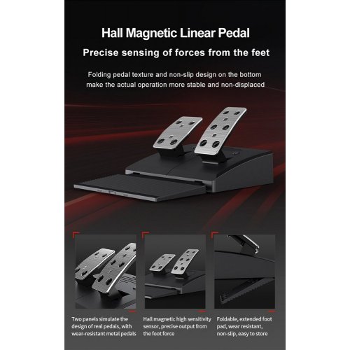 Кермо з педалями PXN V900 Gen 2 (6948052903693) Black купити в Україні: Київ, Львів, Хмельницький, Тернопіль | Низька ціна, відгуки, характеристики від TELEMART фото
