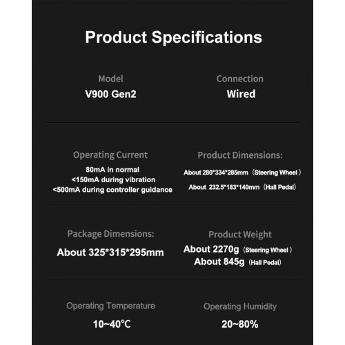 Кермо з педалями PXN V900 Gen 2 (6948052903693) Black купити в Україні: Київ, Львів, Хмельницький, Тернопіль | Низька ціна, відгуки, характеристики від TELEMART фото