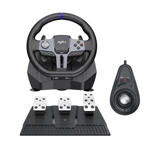 Кермо з педалями та коробкою передач PXN V9 Gen 2 (6948052903273) Black купити в Україні: Київ, Львів, Хмельницький, Тернопіль | Низька ціна, відгуки, характеристики від TELEMART фото